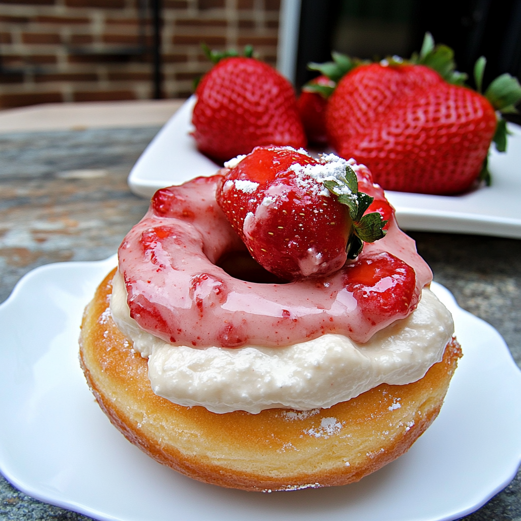 Recipe preparation for Donut Strawberry Shortcake