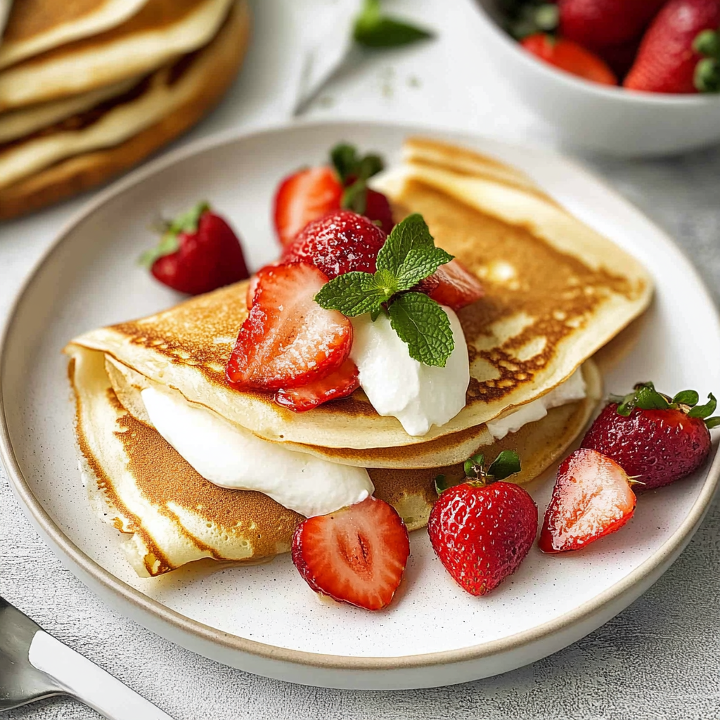 Recipe preparation for Strawberry Crepes