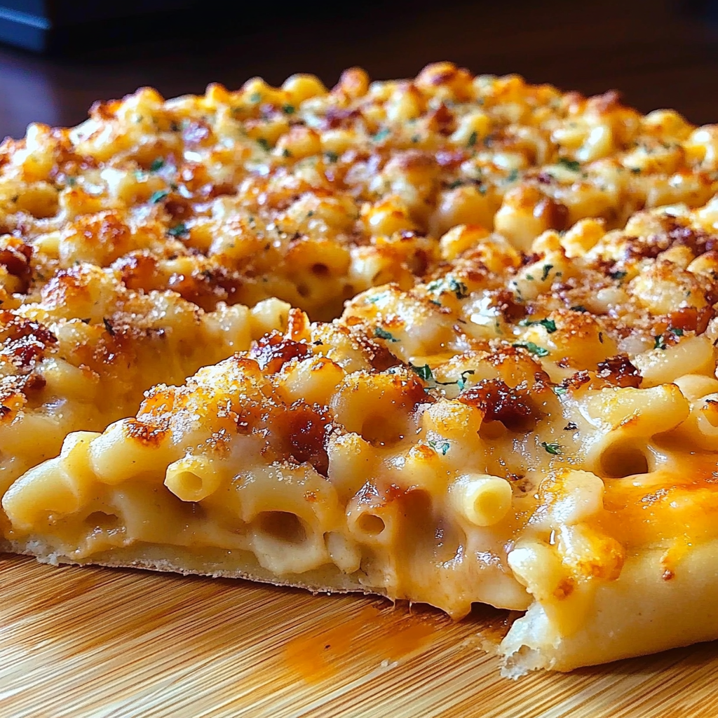 Recipe preparation for Macaroni and Cheese Pizza