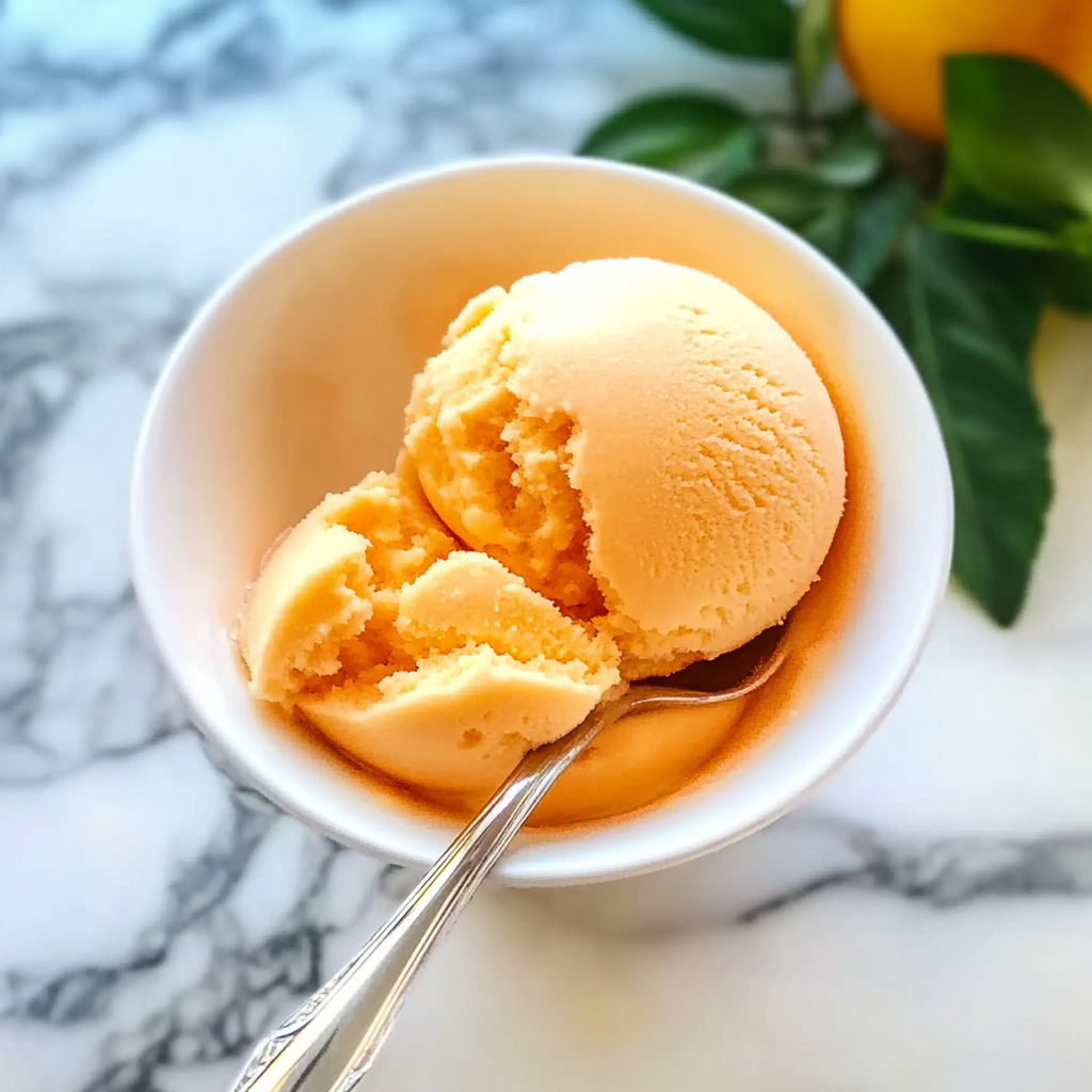 Recipe preparation for Easy 4-Ingredient Peach Sorbet Recipe