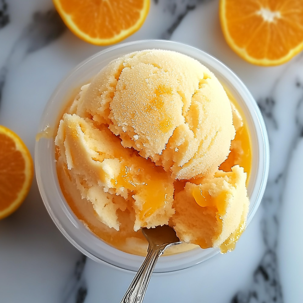 Recipe preparation for Alton Brown’s Easy Orange Sherbet