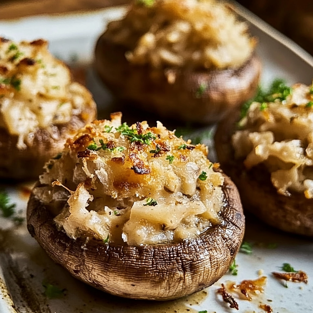Recipe preparation for Crab-Stuffed Mushrooms