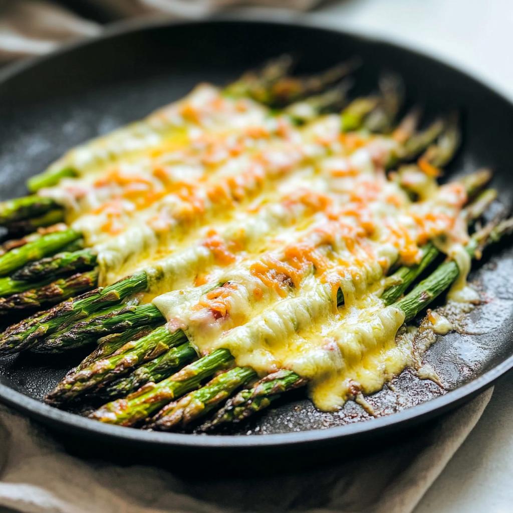 Recipe preparation for Cheesy Baked Asparagus
