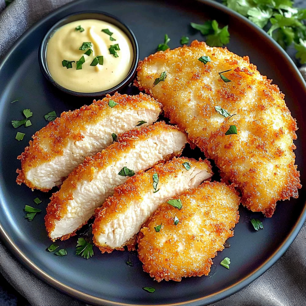 Recipe preparation for Air Fryer Parmesan Crusted Chicken with Mayo
