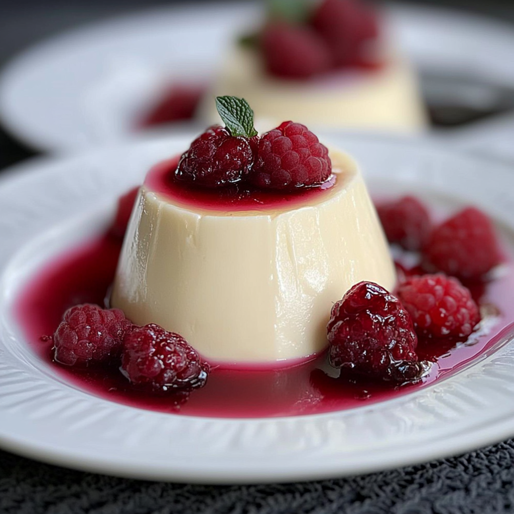 Recipe preparation for White Chocolate and Rasberry Panna Cotta