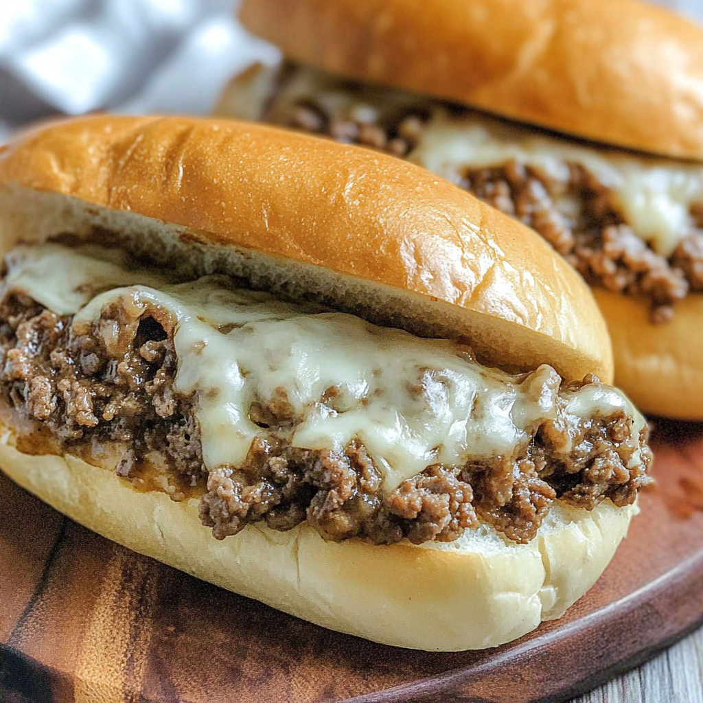 Recipe preparation for Slow Cooker Ground Beef French Dip Sandwiches