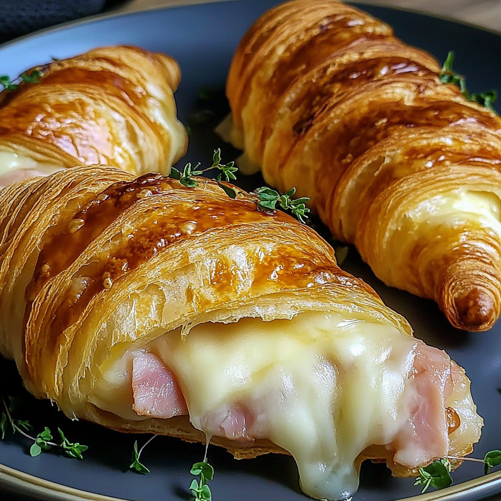 Recipe preparation for Air Fryer Ham Cheese Croissants