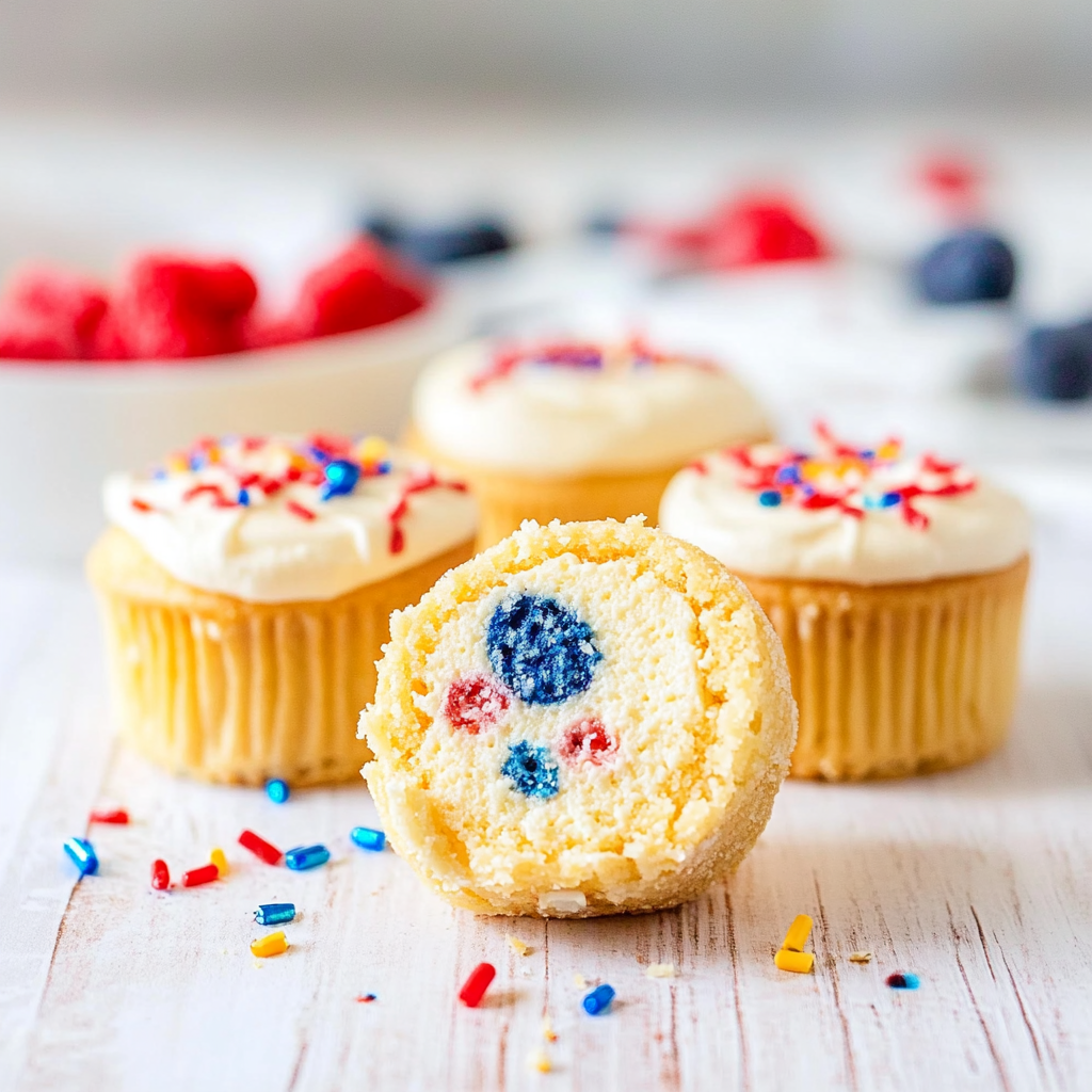Recipe preparation for Patriotic Mini Cheesecakes