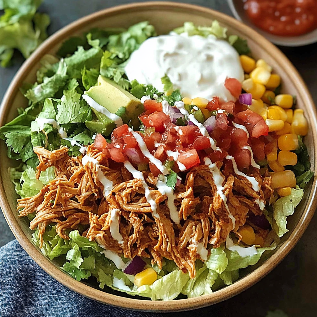 Recipe preparation for Shredded Chicken Taco Salad