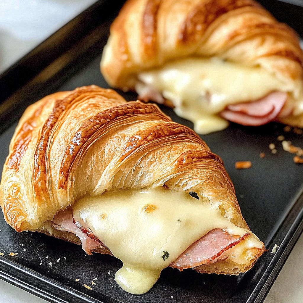 Recipe preparation for Turkey Ham Croissant Melts