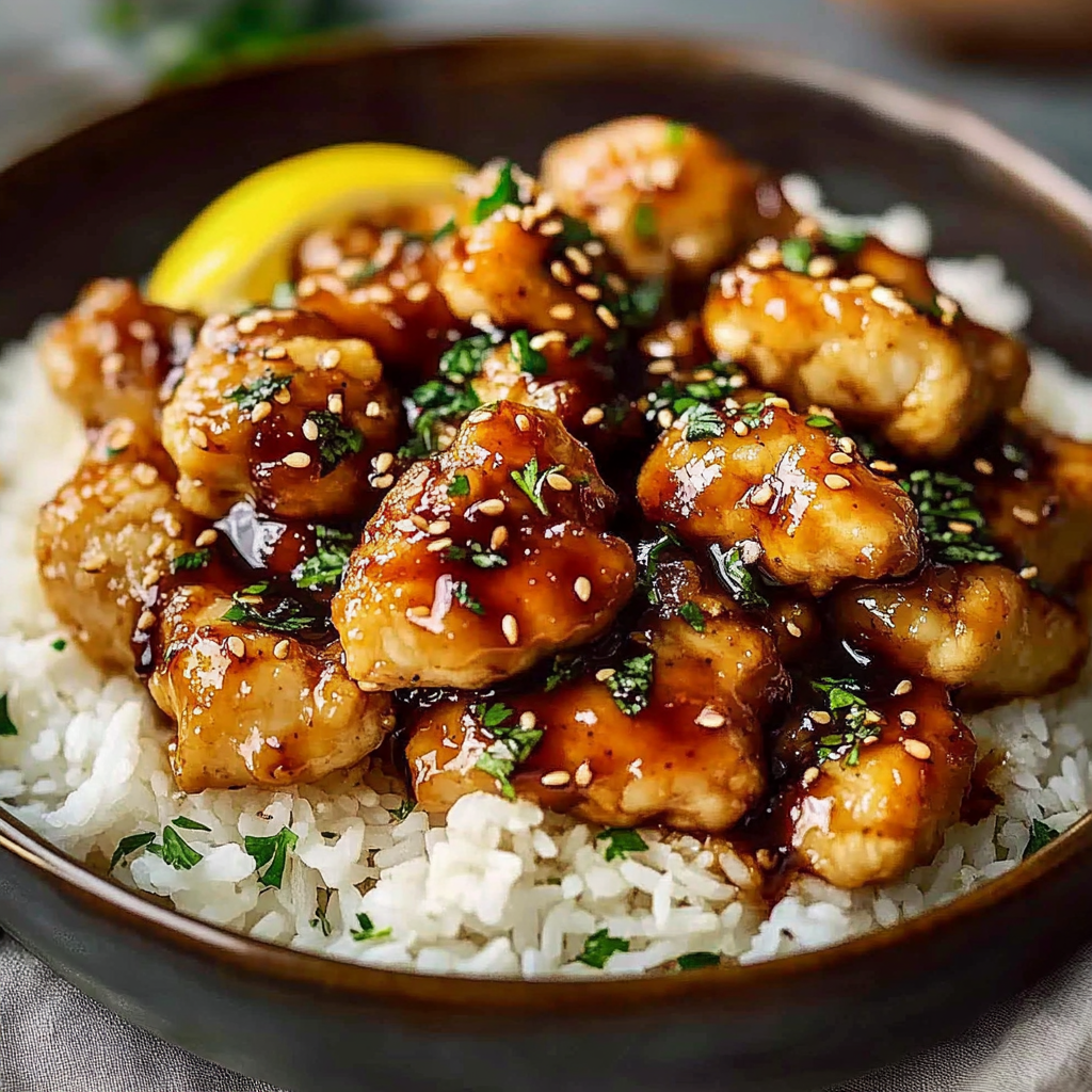 Recipe preparation for Honey Garlic Lemon Chicken