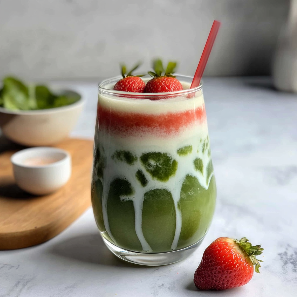 Recipe preparation for Strawberry Matcha Latte