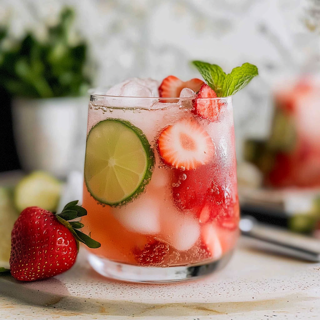 Recipe preparation for Strawberry Mojito