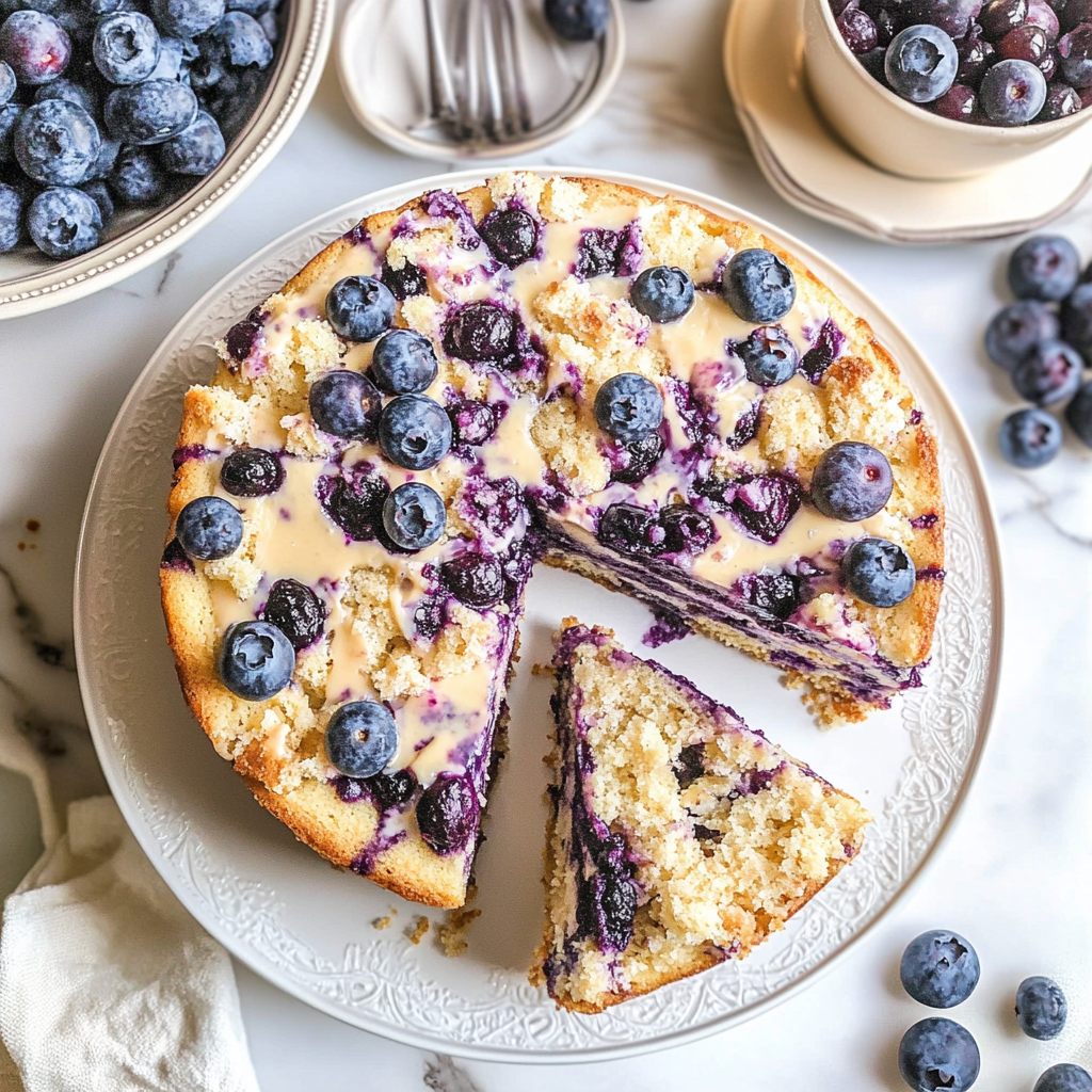 Recipe preparation for Blueberry Cream Cheese Coffee Cake