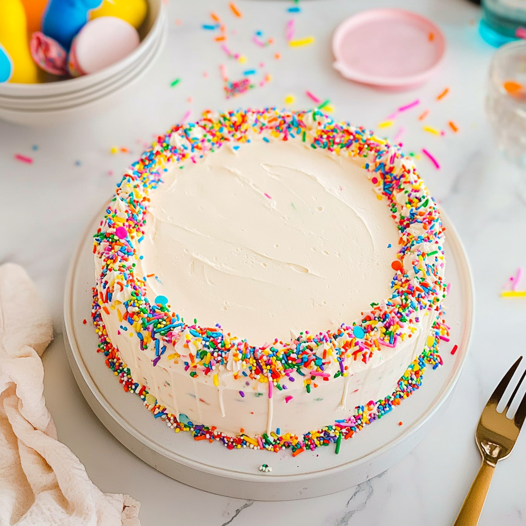 Recipe preparation for Funfetti Ice Cream Cake