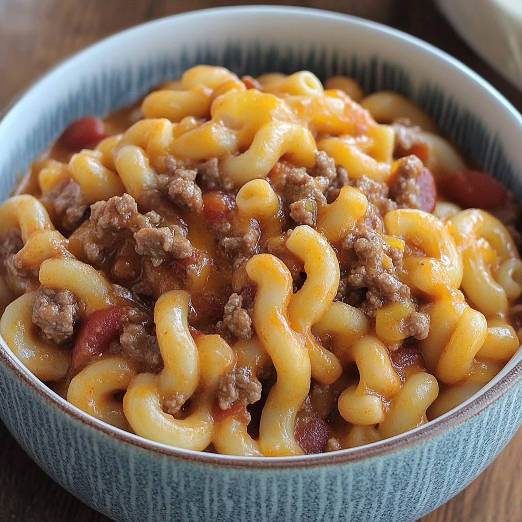Recipe preparation for Crock Pot Cheddar Chili Mac