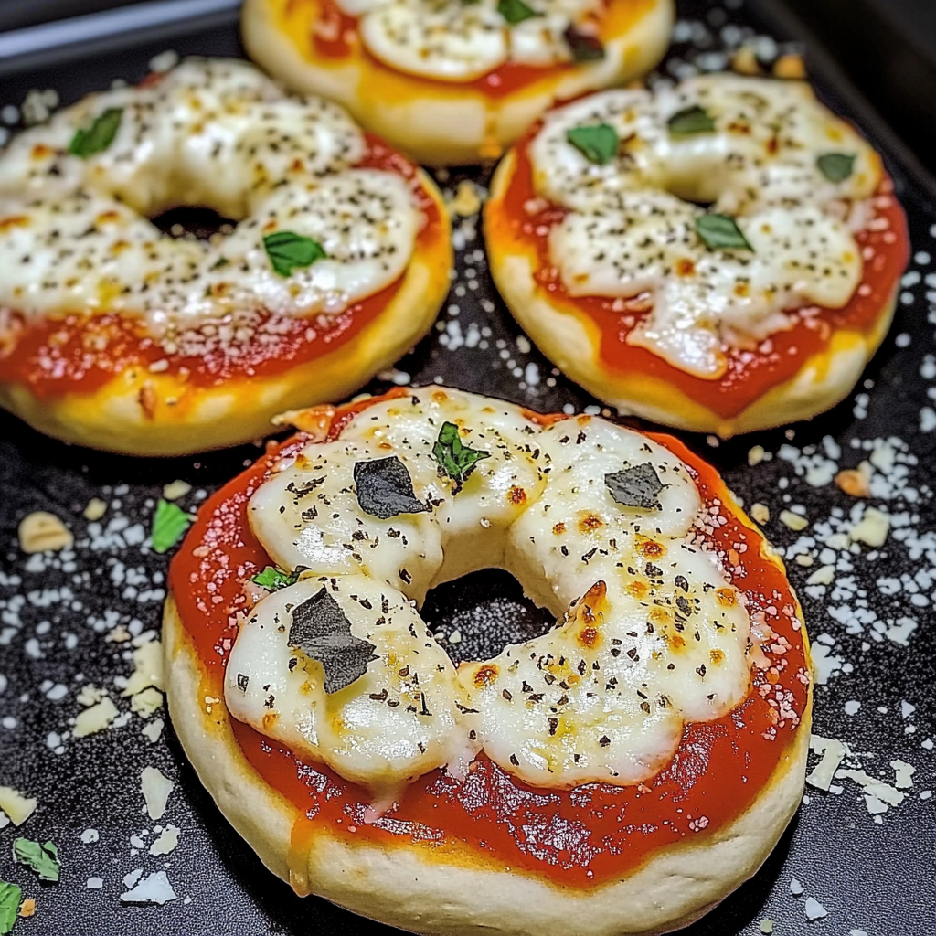 Recipe preparation for Giant Pizza Bagels