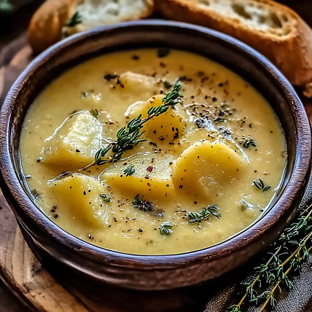 Recipe preparation for Cheddar Garlic Herb Potato Soup