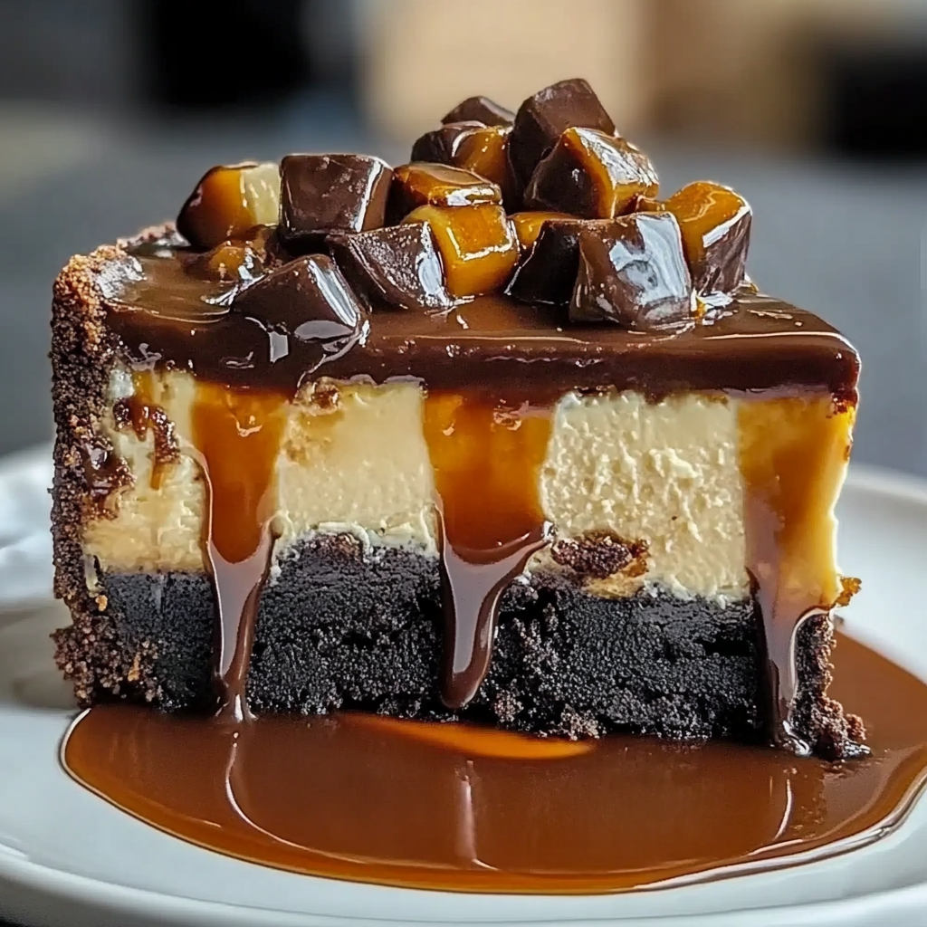 Recipe preparation for Caramel Brownie Cheesecake