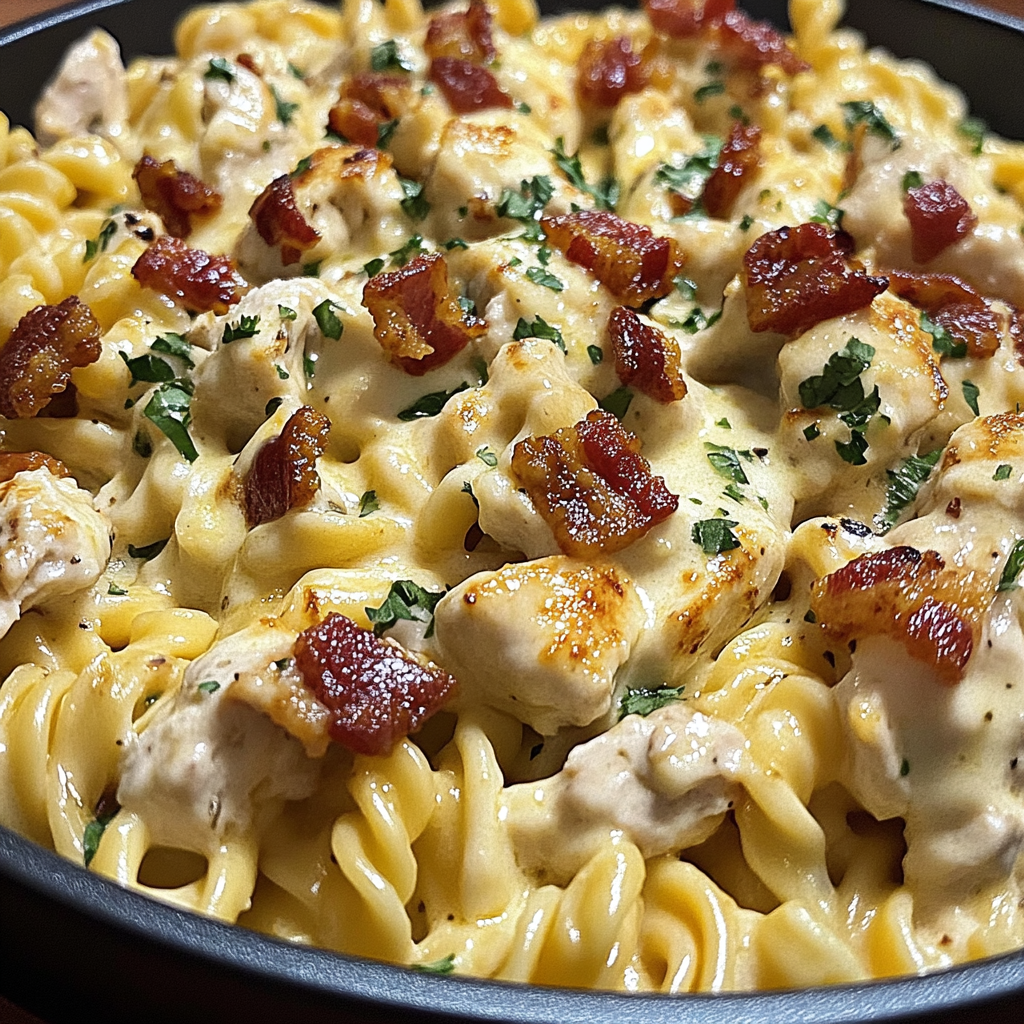 Recipe preparation for Chicken Bacon Ranch Pasta