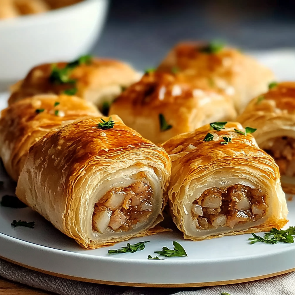 Recipe preparation for Savory French Onion Sausage Rolls