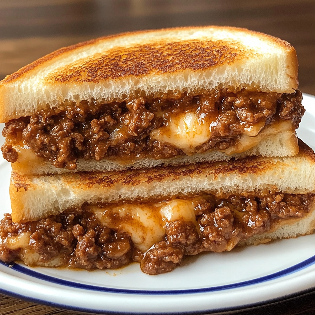 Recipe preparation for Sloppy Joe Grilled Cheese