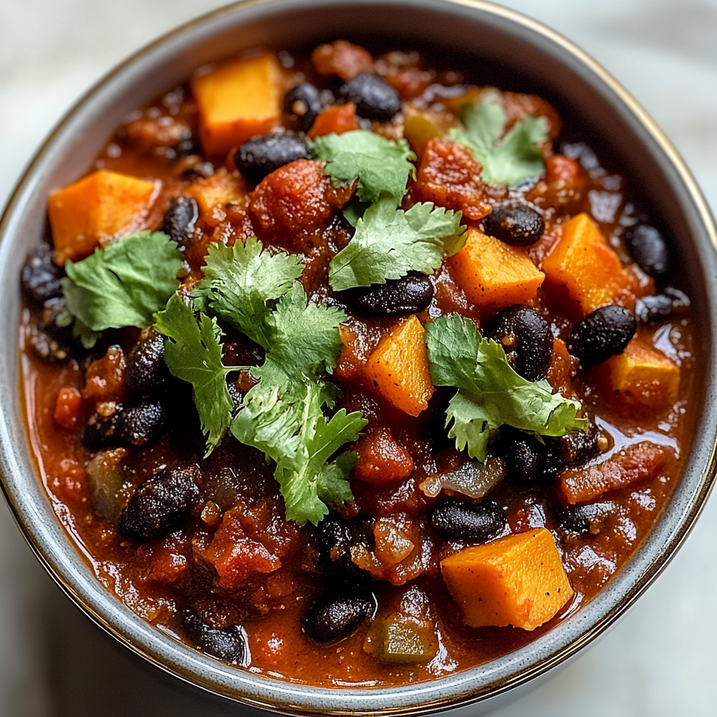 Recipe preparation for Sweet Potato and Black Bean Chili