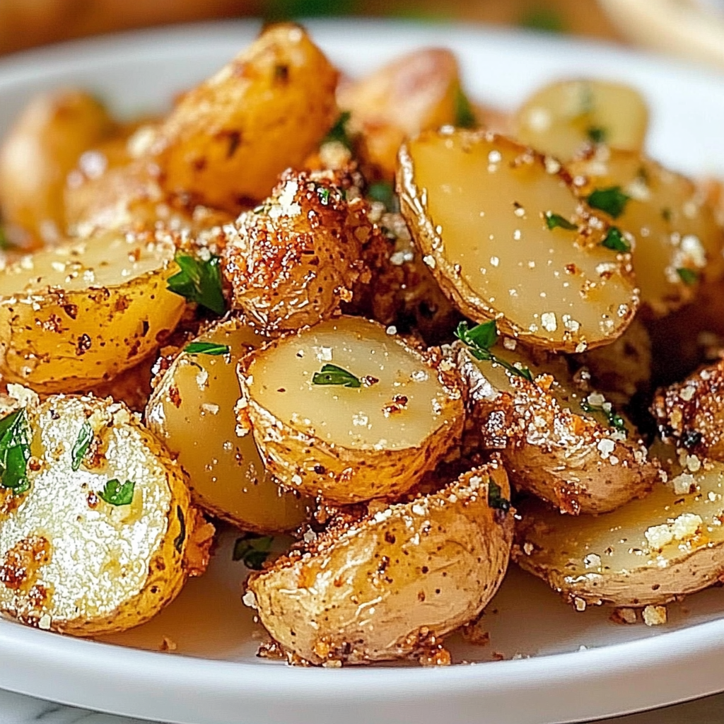 Recipe preparation for Crispy Garlic Butter Potatoes