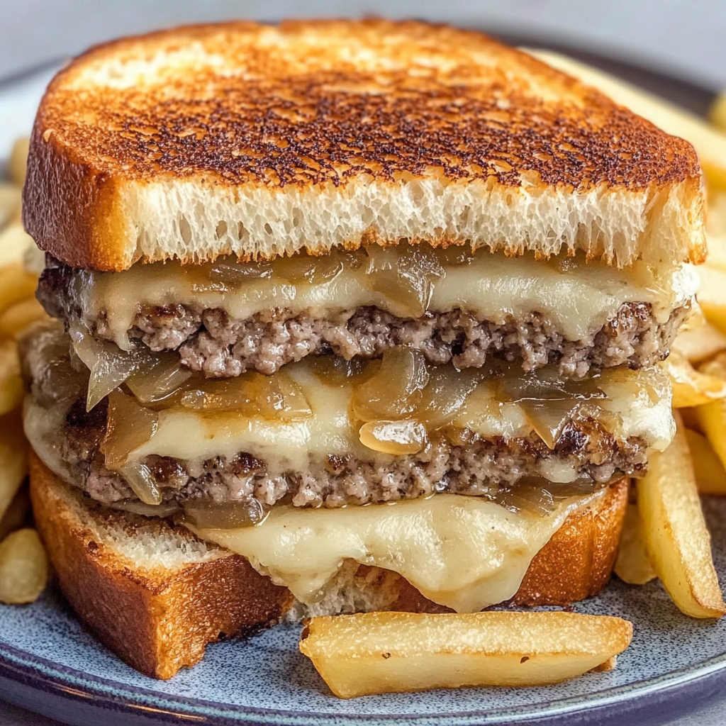 Recipe preparation for French Onion Patty Melt