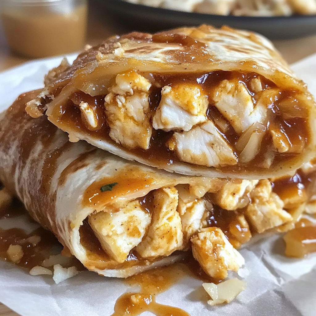 Recipe preparation for Parmesan Garlic Chicken Burritos