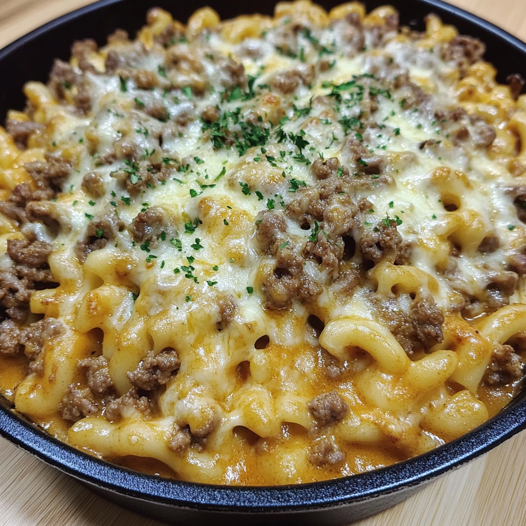 Recipe preparation for Cheese Steak Hamburger Helper