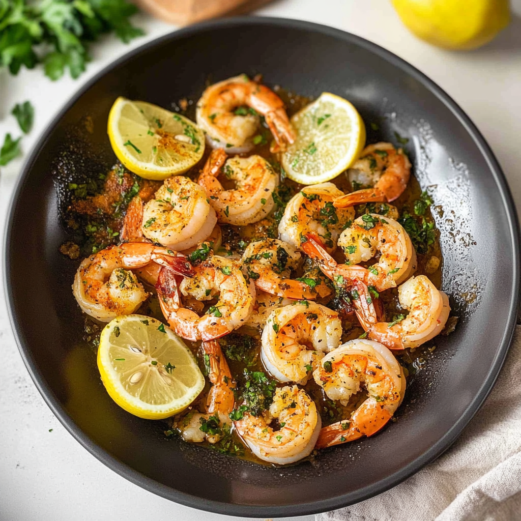 Recipe preparation for Lemon Garlic Shrimp