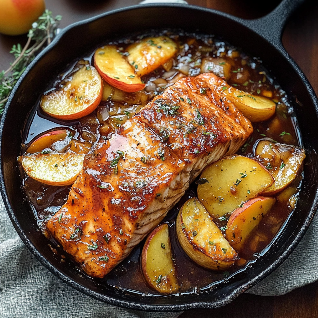 Recipe preparation for Bourbon Peach Roasted Salmon