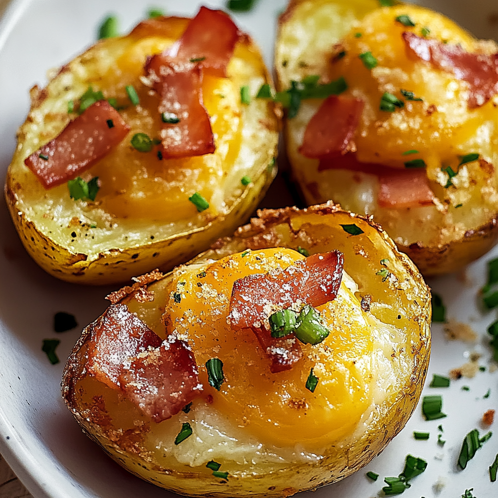 Recipe preparation for Potato Cheddar Chive Bakes
