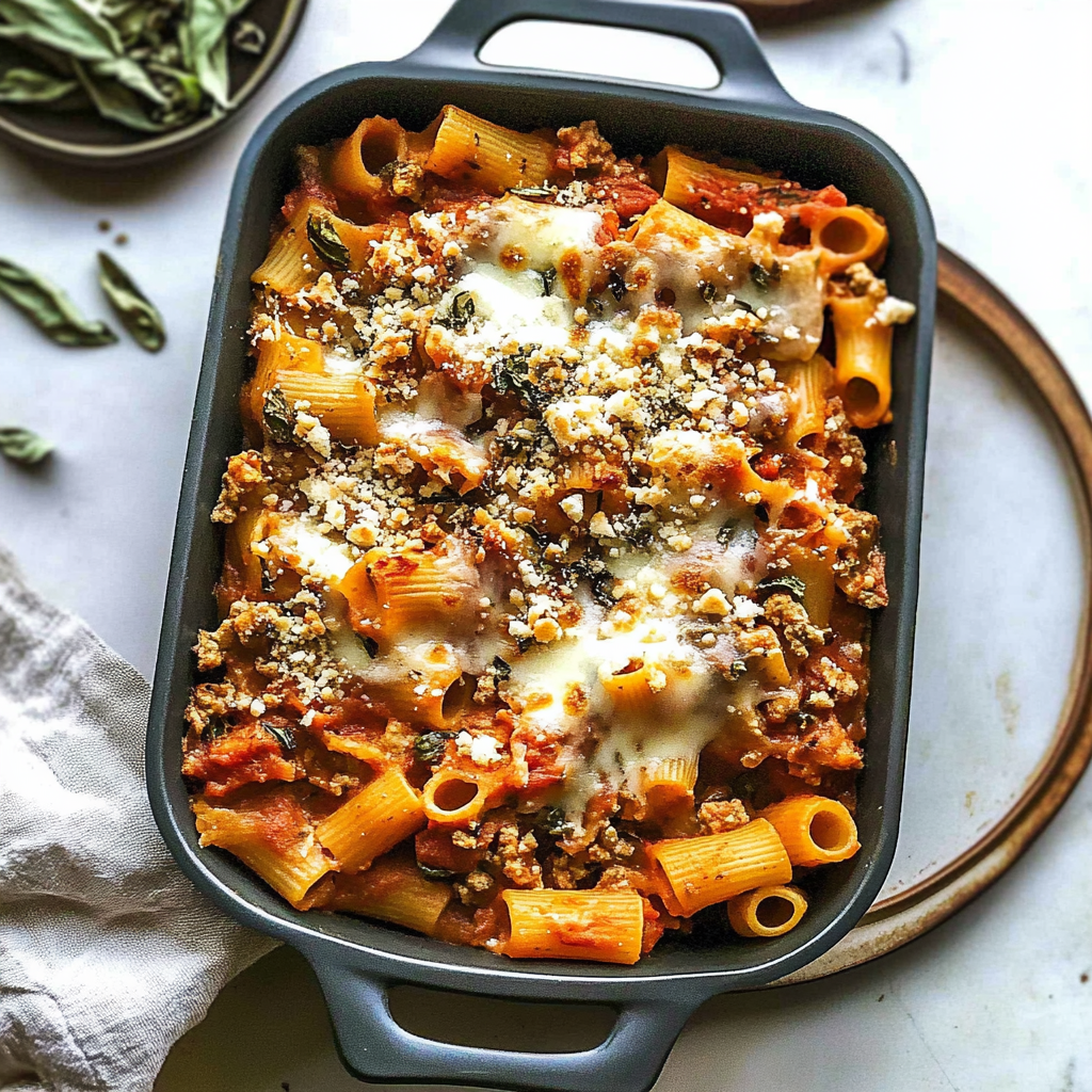 Recipe preparation for Pasta Bake with Pumpkin Tomato Sauce