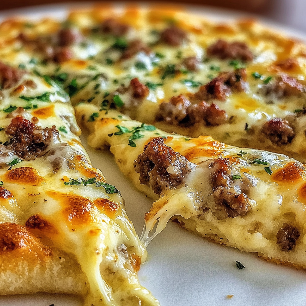 Recipe preparation for Sausage Gravy Biscuit Breakfast Pizza