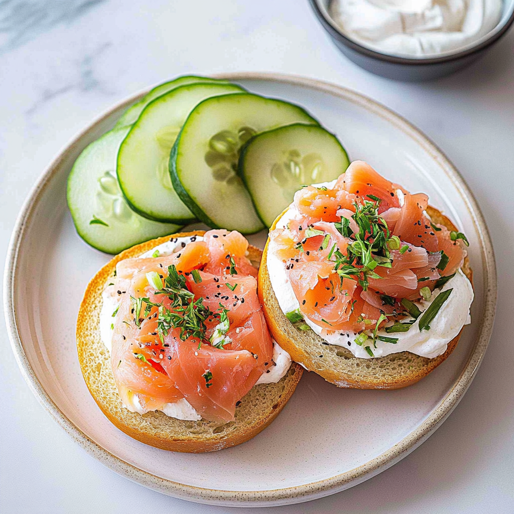 Recipe preparation for Smoked Salmon Bagel