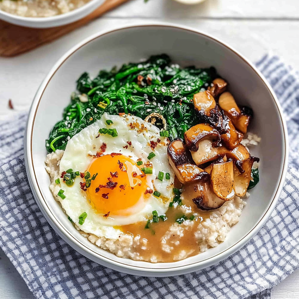 Recipe preparation for Savory Oatmeal with Egg