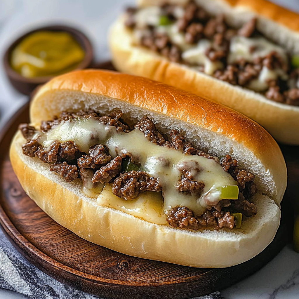 Recipe preparation for Ground Beef Philly Cheesesteak
