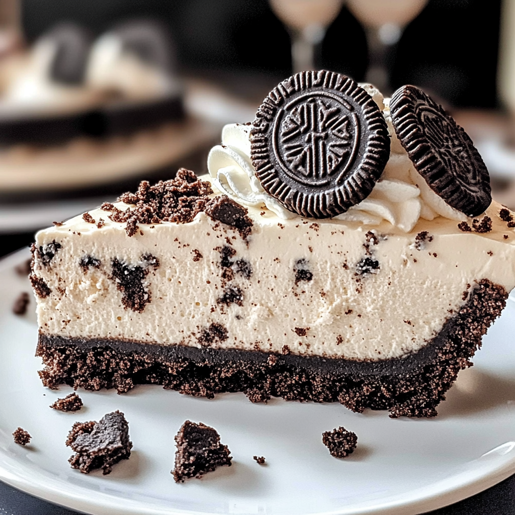 Recipe preparation for No Bake Oreo Cheesecake