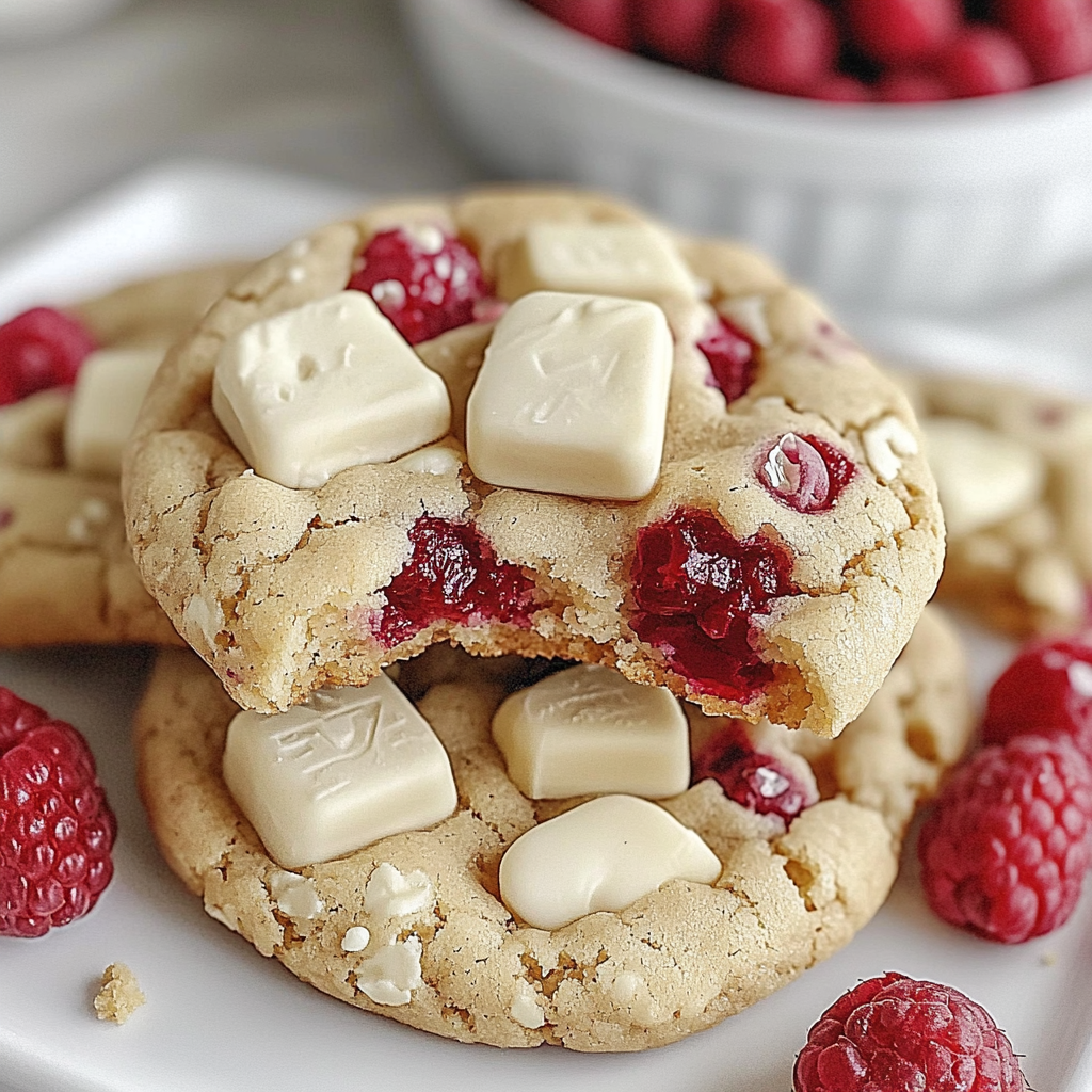 Recipe preparation for White Chocolate Raspberry Cookies