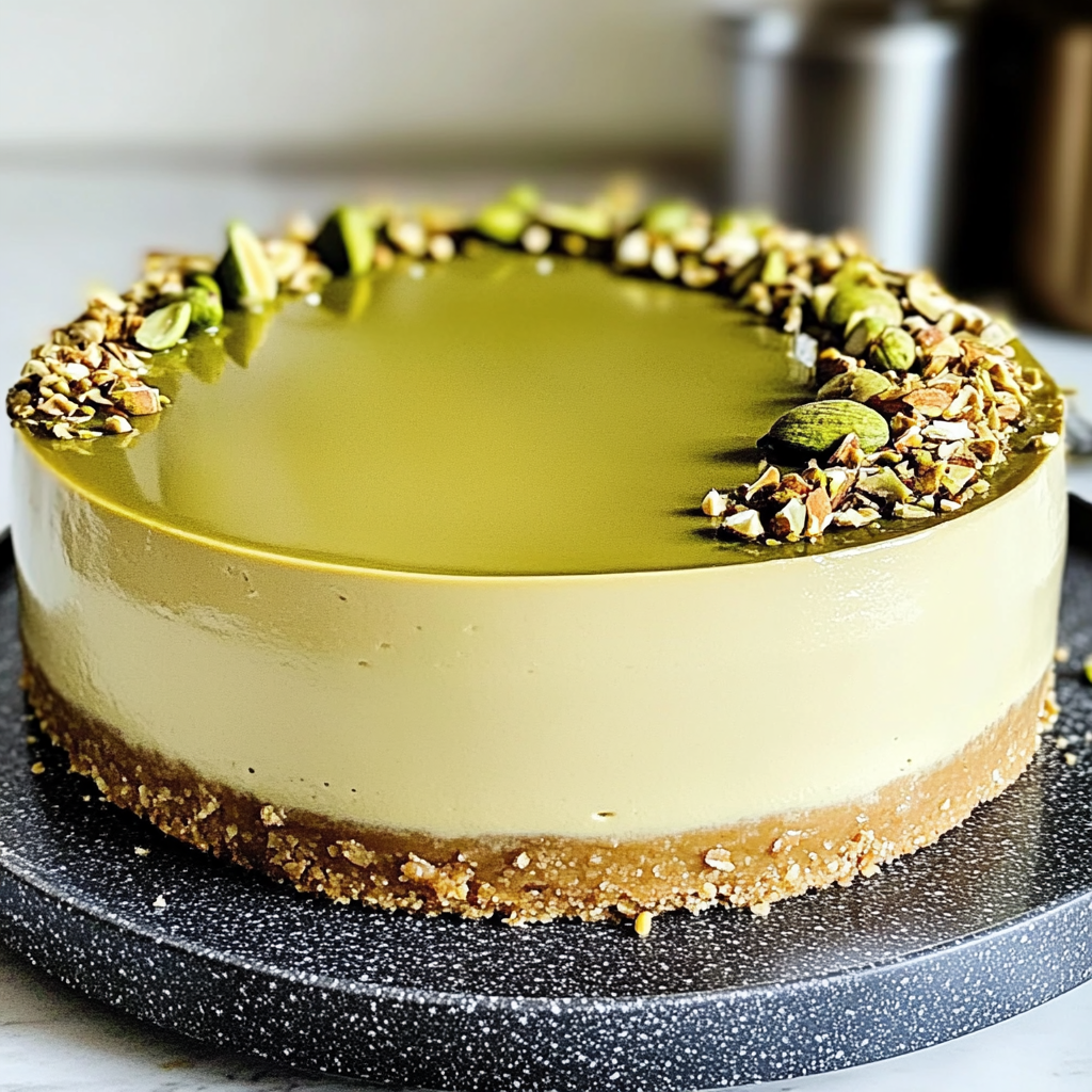Recipe preparation for Pistachio Cheesecake Without Baking