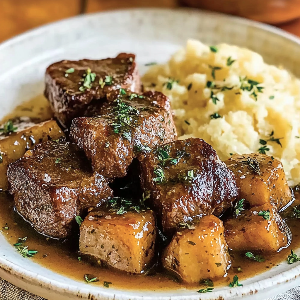Recipe preparation for Slow Cooker Garlic Butter Steak