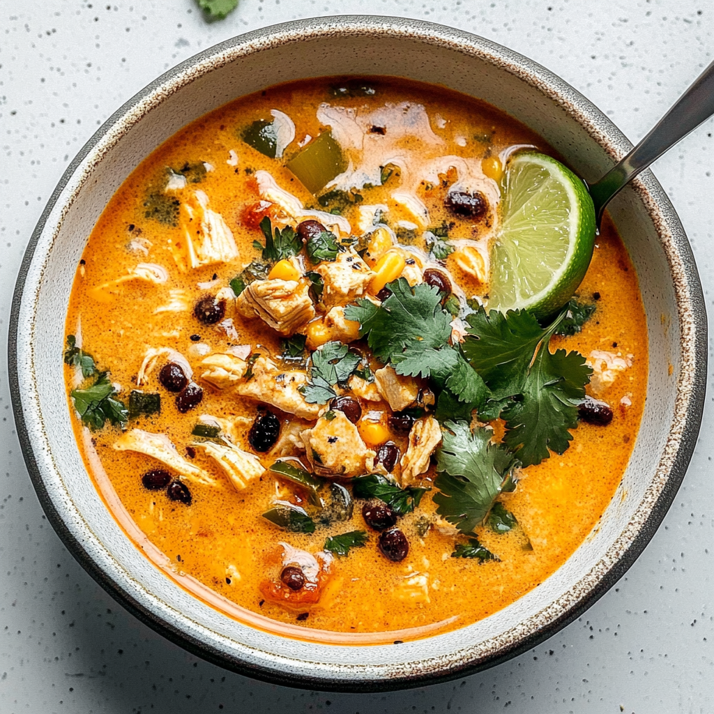 Recipe preparation for Easy Chicken, Poblano, and Black Bean Soup