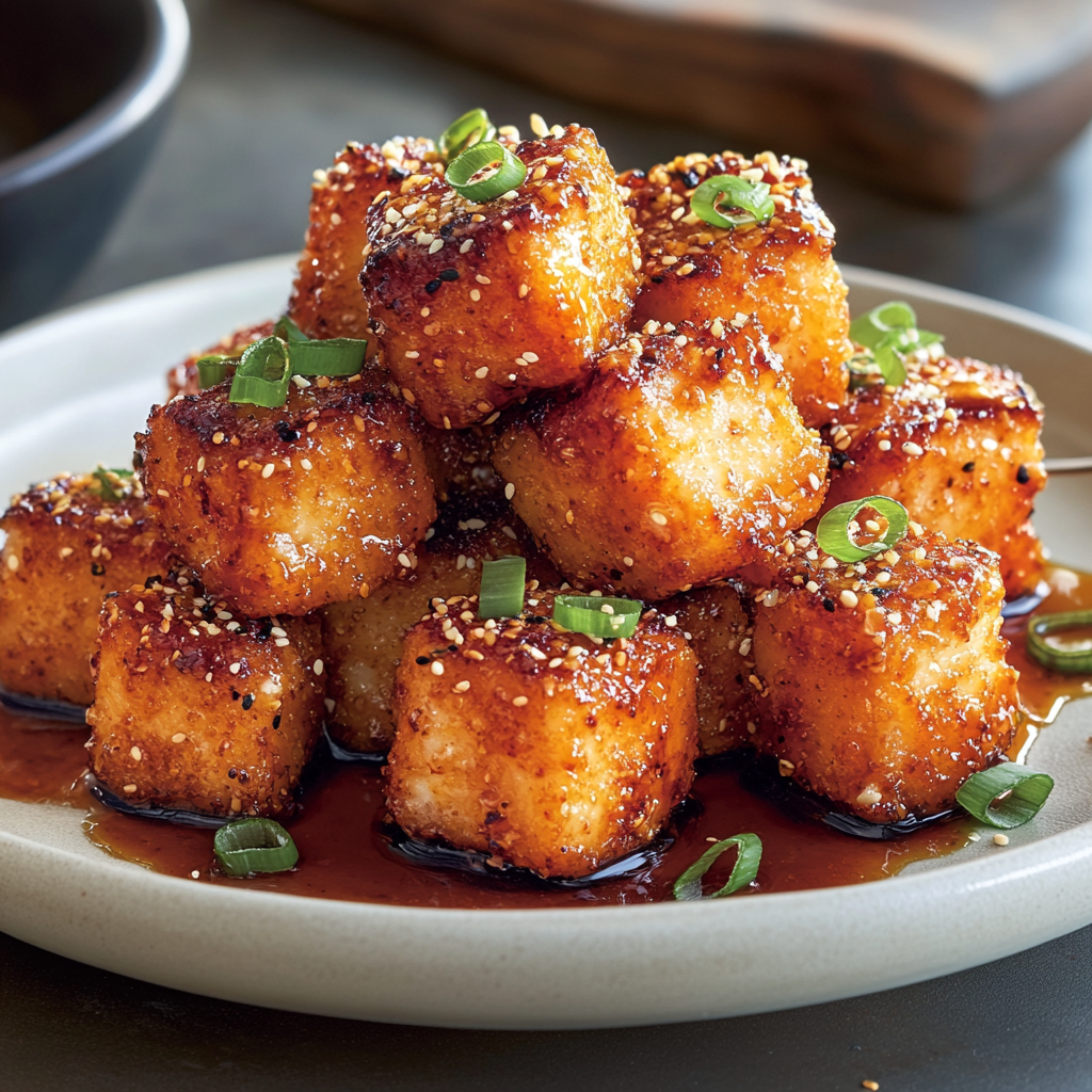 Recipe preparation for Crispy Spicy Salmon Bites