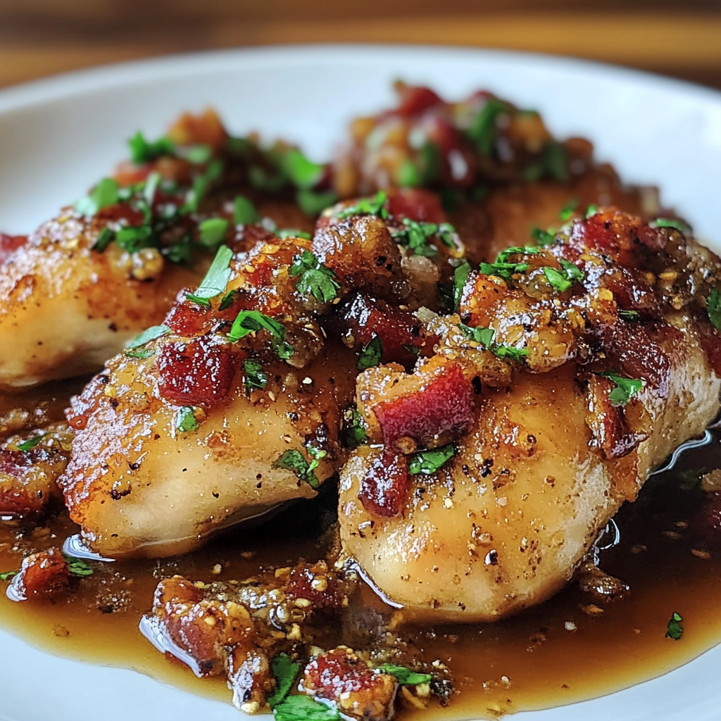 Recipe preparation for Honey Garlic Bacon Chicken