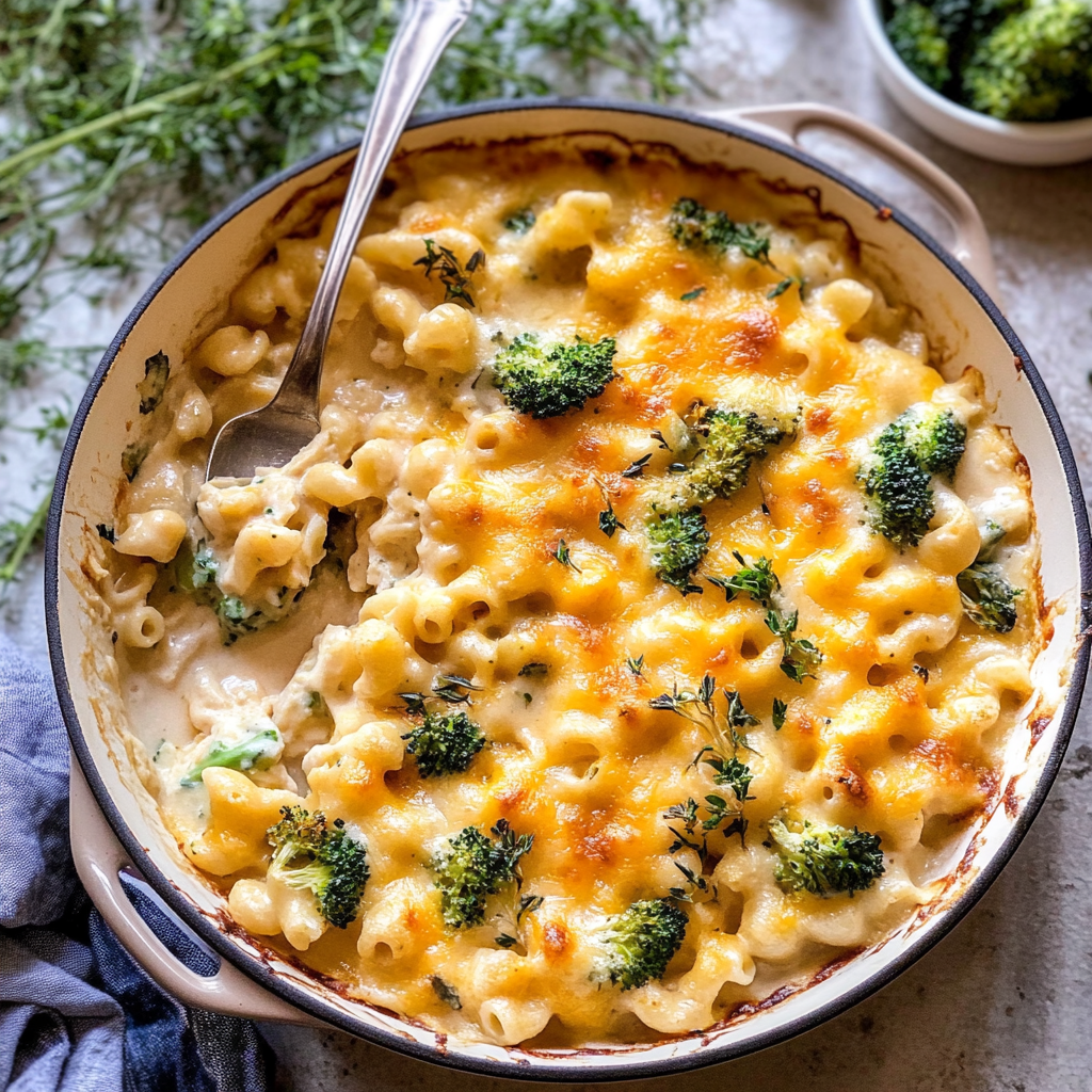 Recipe preparation for Broccoli Cheddar Chicken and Noodle Casserole