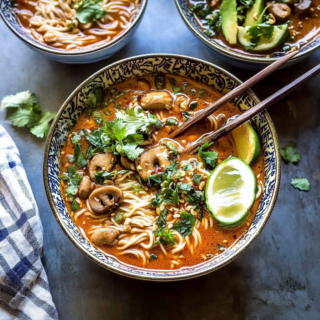 Recipe preparation for 30 Minute Thai Peanut Chicken Ramen