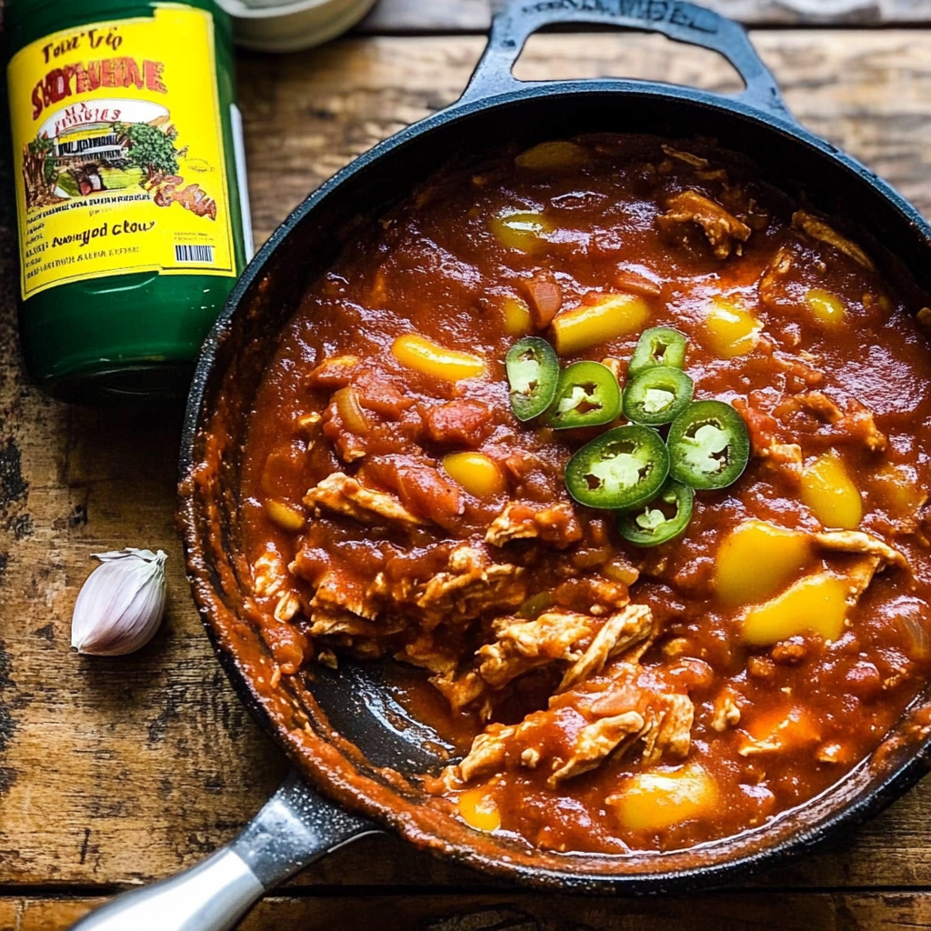 Recipe preparation for Skillet Chicken Tinga Enchiladas