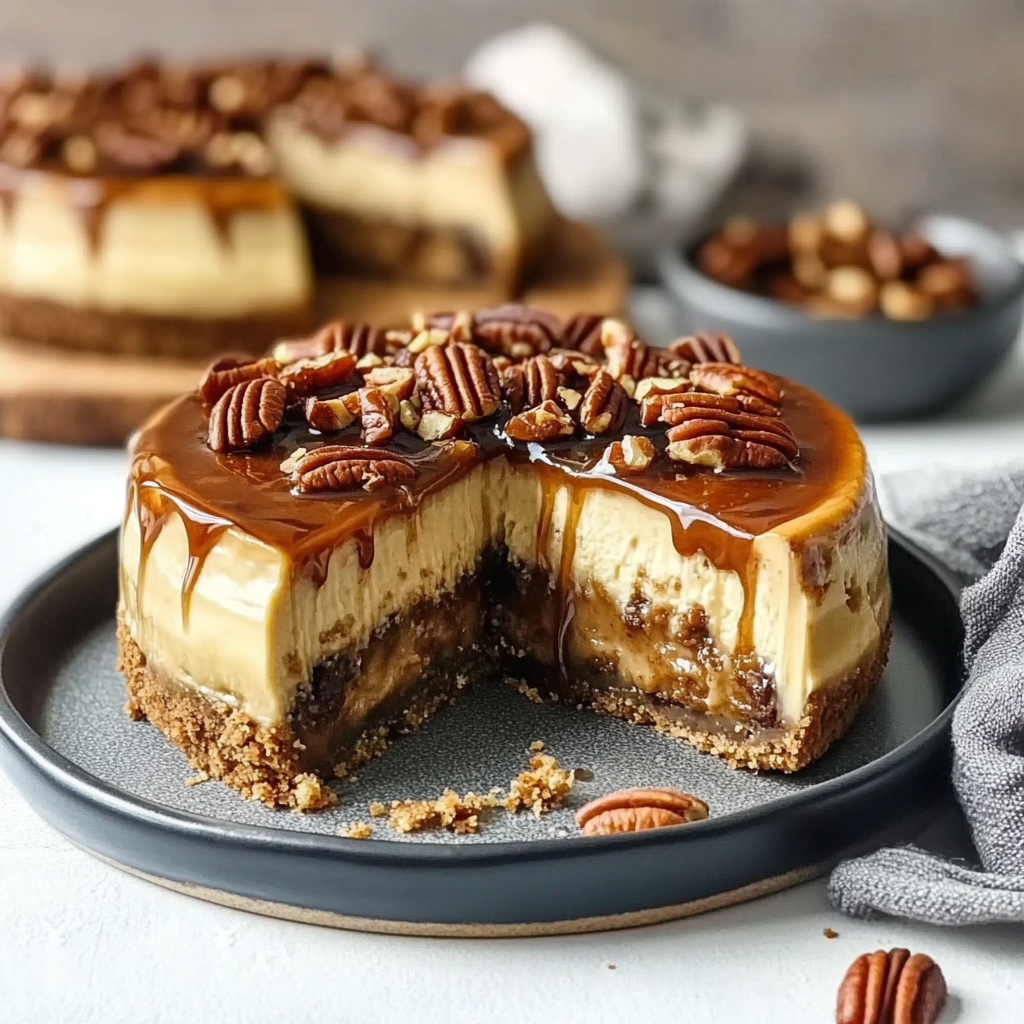 Recipe preparation for Pecan Pie Cheesecake